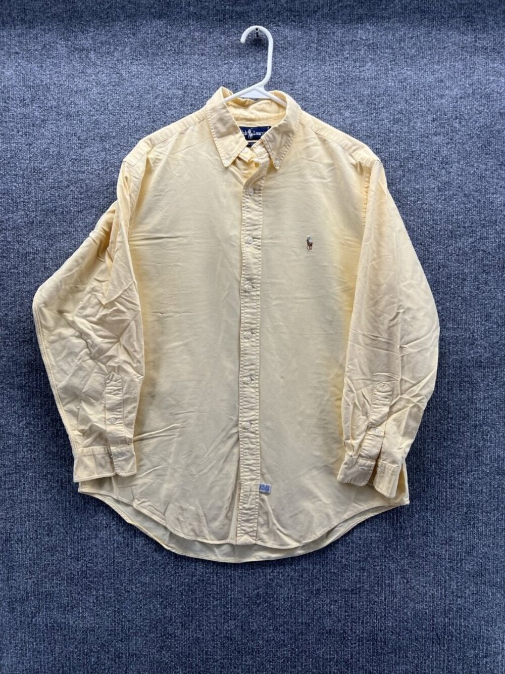 Ralph Lauren Shirt Men 16.5 34 Yellow Solid Long Sleeve Button Cotton Oxford